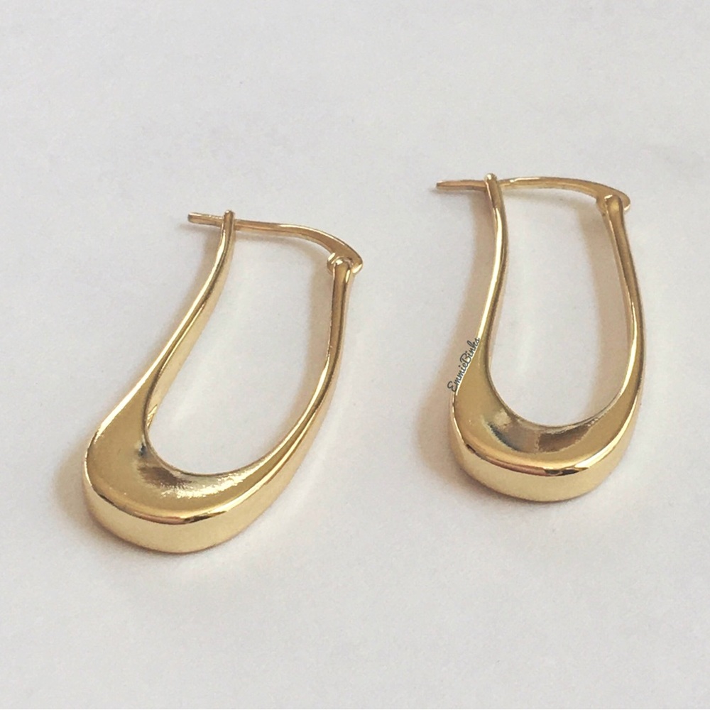 New Loft Gold Plated Melt Drop Hoop Earrings - Picture 5 of 8